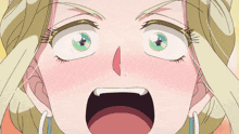 a close up of a girl 's face with a very angry look on her face