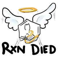a drawing of an angel with the words rxn died