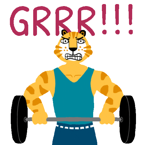Growling Tiger Breaks Barbell In Half Sticker - Get Kuat Grr Rage Stickers
