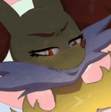 a close up of a cartoon character 's face with an angry look on its face