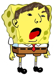 a cartoon drawing of spongebob with a man 's face