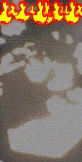 a drawing of a person with flames coming out of it