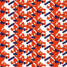 a drawing of a fox with a red background