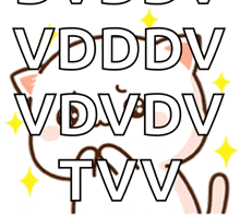 a drawing of a cat with the letters vddv vdvdv and twv on it