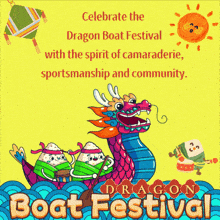 an advertisement for the dragon boat festival with a dragon on the boat