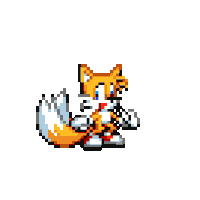 tails from sonic the hedgehog is a pixel art fox .