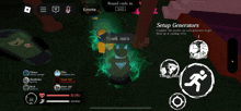 a screenshot of a game that says setup generators