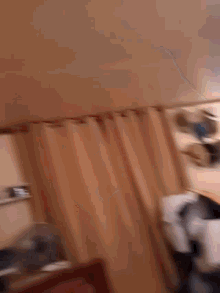 a blurred image of a person walking down stairs