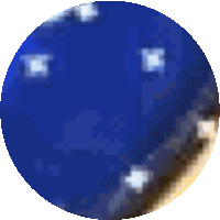 a pixelated image of a blue circle with white stars on it