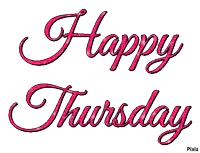 a pink sign that says happy thursday with a white background