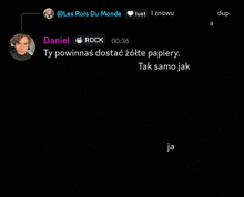 a screenshot of a conversation between daniel rock and lust