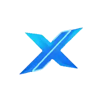a blue x on a white background with a shadow