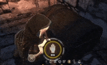 a screenshot of a video game with a hand icon on it