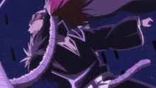 a close up of a cartoon character 's face with a lightning bolt in the background