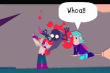 a cartoon with a speech bubble that says whoa
