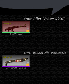 a screenshot of a game that says your offer