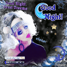 a picture of a clown with the words good night sweet dreams