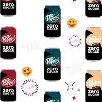 a seamless pattern of dr pepper cans with the words finally here
