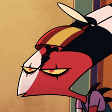a close up of a cartoon character 's face with a serious look on his face
