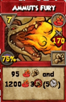 a card that says ammut 's fury with a picture of a dragon