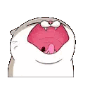 a cartoon cat is yawning with its mouth wide open and a pink tongue sticking out .