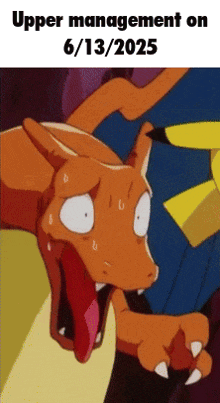 a picture of a cartoon character with a caption that says upper management on 6/13/2013