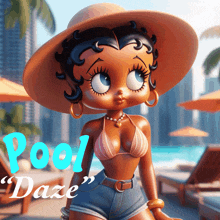 a picture of betty boop with the words pool daze