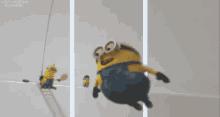 a group of minions are hanging from a rope with ultimateclass tumblr written on the bottom left