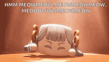 a cartoon girl is laying on the floor with her head on her knees and her eyes closed .