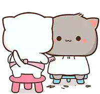 a cartoon of two cats standing next to each other .