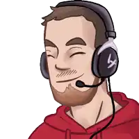 a cartoon drawing of a man wearing headphones with the letter h on it