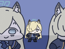 a cartoon drawing of a girl with a fox ear and the number 30