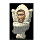 a cartoon man 's head is sticking out of a toilet