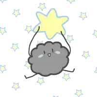 a cartoon of a cloud holding a star in its hands
