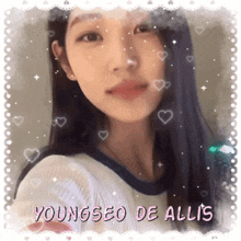 a picture of youngseo de allis with hearts and stars