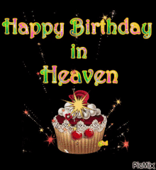 happyheavenlybirthday birthday cupcake restinheaven heaven
