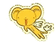 a cartoon drawing of a teddy bear with wings and a heart around it .