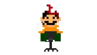 a pixel art of a man wearing a red hat