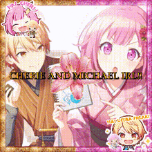 a picture of a boy and a girl with the words cherie and michael written on it