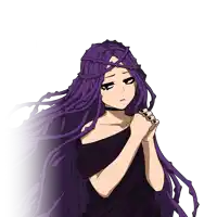 a drawing of a girl with purple hair