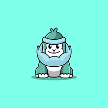 a cartoon of a gorilla wearing a blue hat and a beard