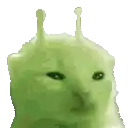 a green cat with antennas on its head on a white background .