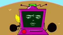 a cartoon drawing of a computer with a face on it