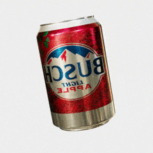 a red and silver can of bn2u8 with a mountain on it