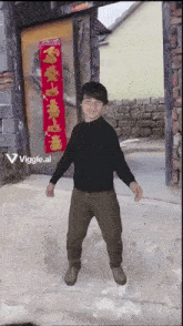 a person is standing in front of a door with a sign that says viggle.ai