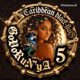 a picture of a woman with a parrot and the words caribbean black king