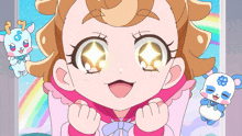 a cartoon of a girl with a diamond in her eyes