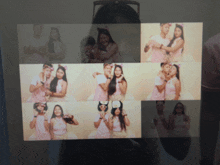 a collage of photos of a man and a woman in pink