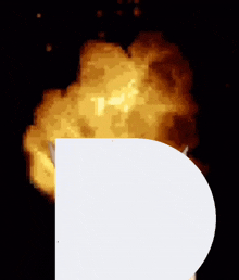 a white circle with the letter p on it in front of an explosion