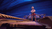 a netflix advertisement shows a girl holding a rope